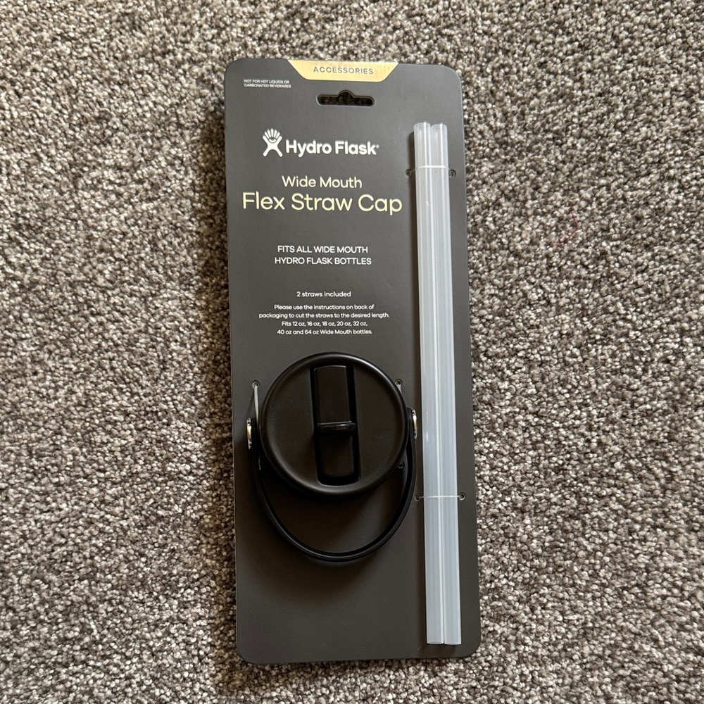 Hydro Flask Black Flex Straw Cap with Clear Straw